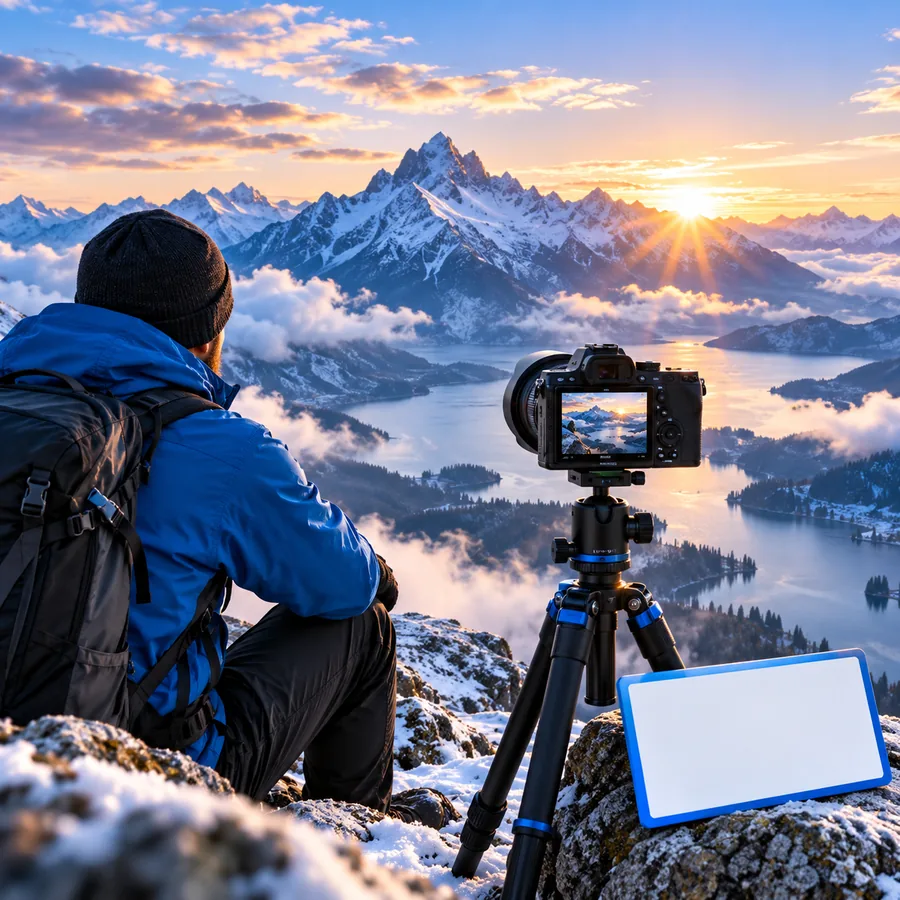Sonnenaufgang in den Alpen als Motiv für einen Videotitel