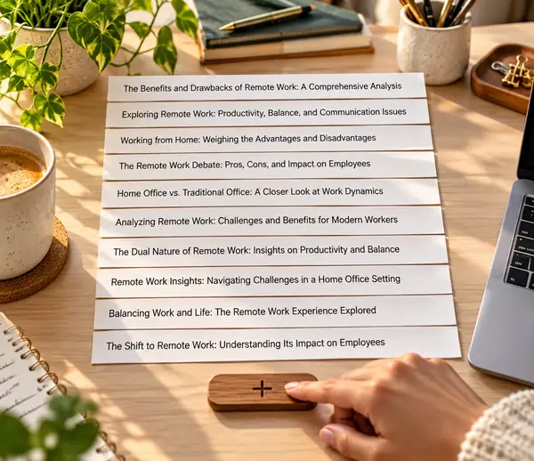 Eine Beispielliste mit Titeln über Remote-Arbeit und einer Schaltfläche zum Anzeigen weiterer Titel